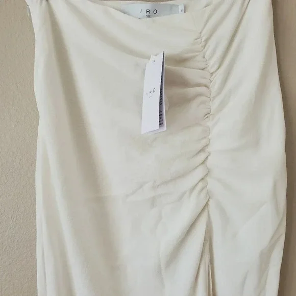 IRO Paris Hagat Shirred White Maxi Skirt with Slit Size 38 6 - Picture 13 of 15